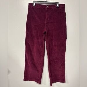 Madewell Emmet Wide Leg Burgundy Corduroy Pants Size 30